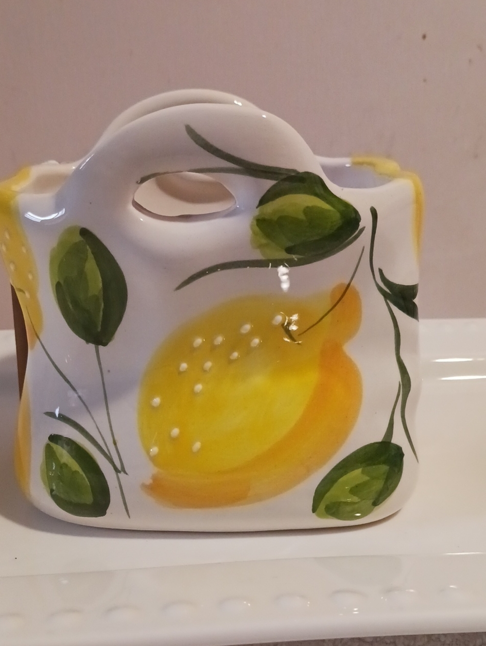Gorgeous! Hand-Painted Yellow Lemon Ceramic  Holder Decor🍋Made In SPAIN